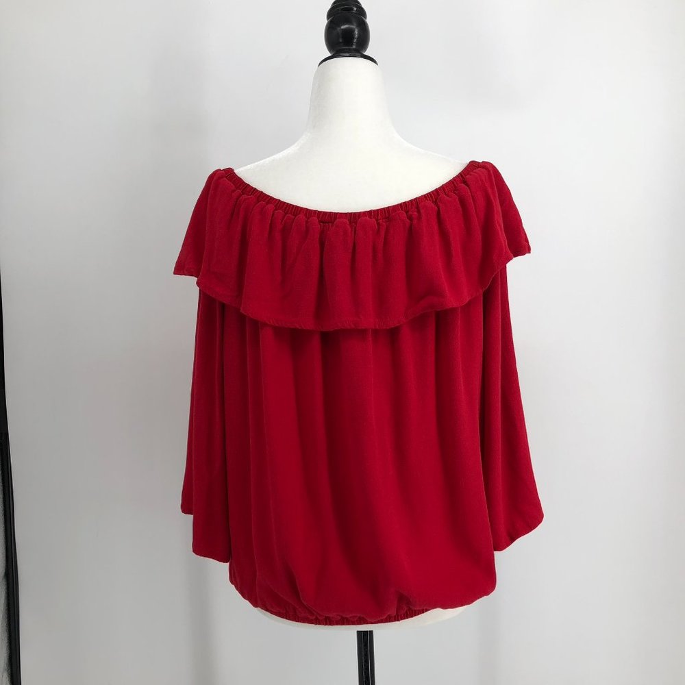 ba&sh Azar Off-the-Shoulder Ruffled red blouse size 3 - Picture 3 of 16